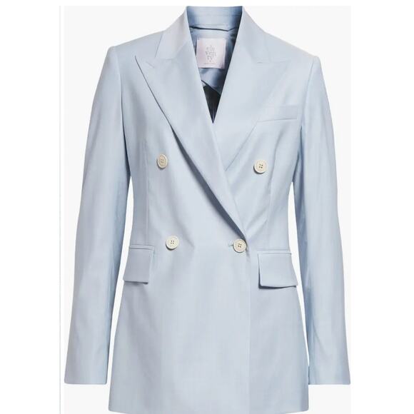 Eleventy Baby Blue Virginia Wool Blend Double Breasted Blazer - Picture 1 of 12